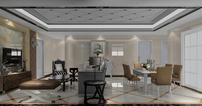 歐式風格在造型極其講究，給人端莊典雅的感覺，高貴華麗的同時，還具有濃厚的文化氣息。本單元的設計沿用了歐式的端莊典雅，也加入一些時尚的元素，讓整個空間多了現代的時尚感覺，卻不失端莊。